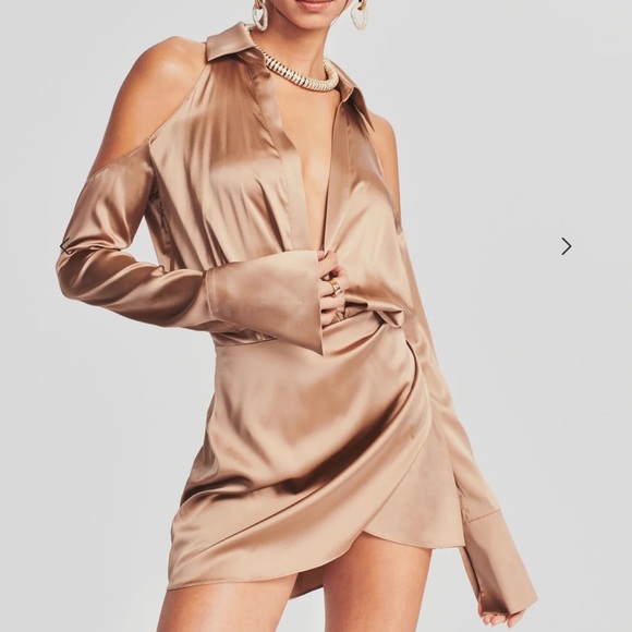 SER.O.YA The Shea Dress tan silk mini dress- size XS - Picture 1 of 11